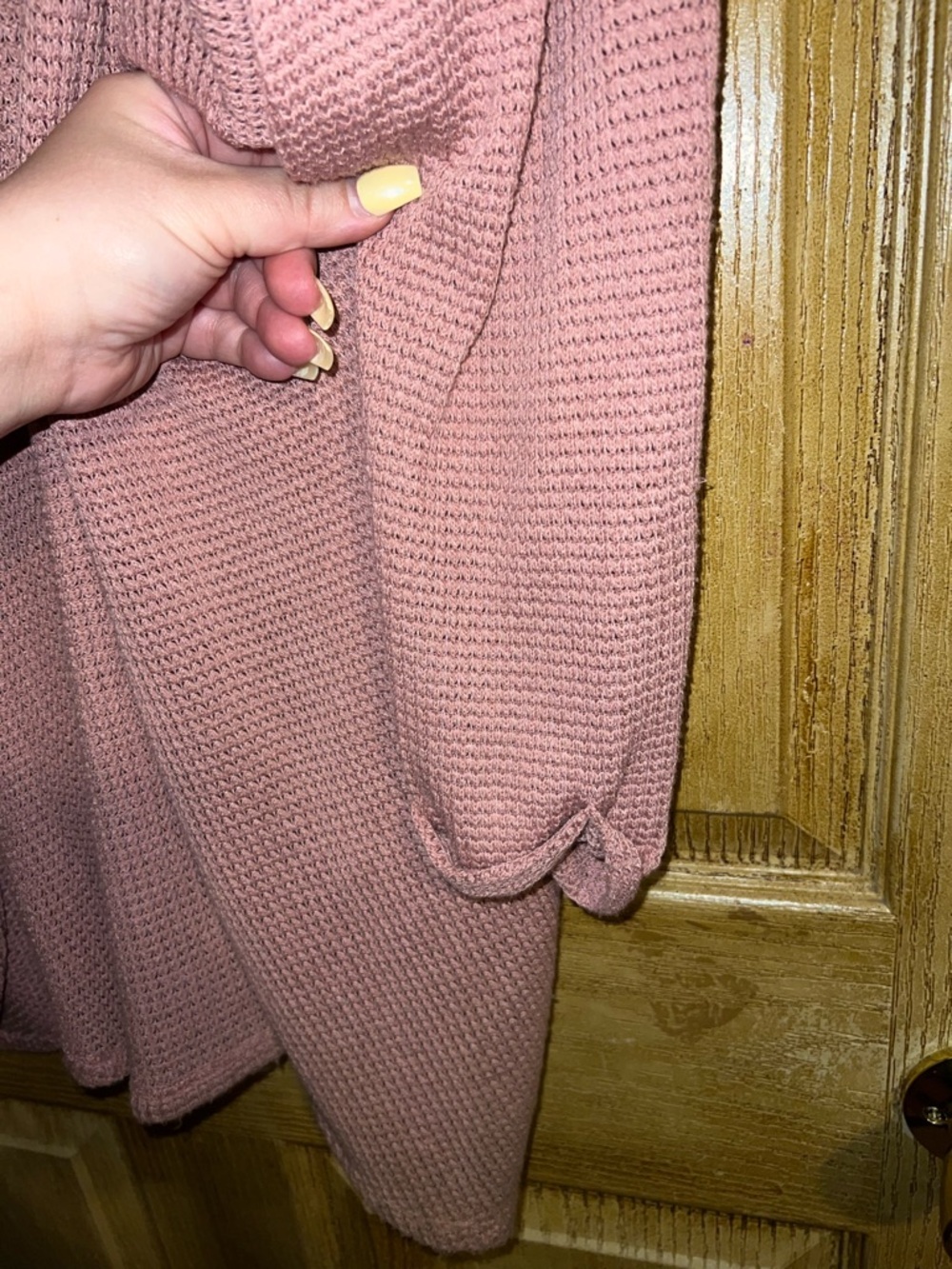 Ginger G Open-Front Pink Waffle Knit Cardigan size large - Picture 4 of 5
